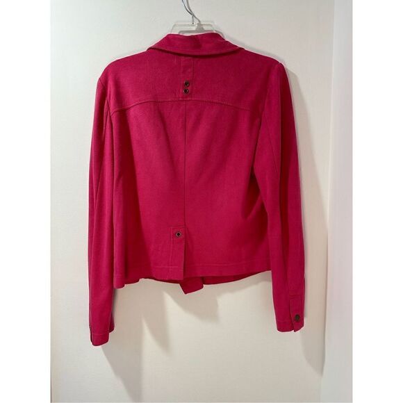 209 wst 38th women’s hot pink zip up jacket w/ button detail size 8 #34-0864 - Picture 2 of 5